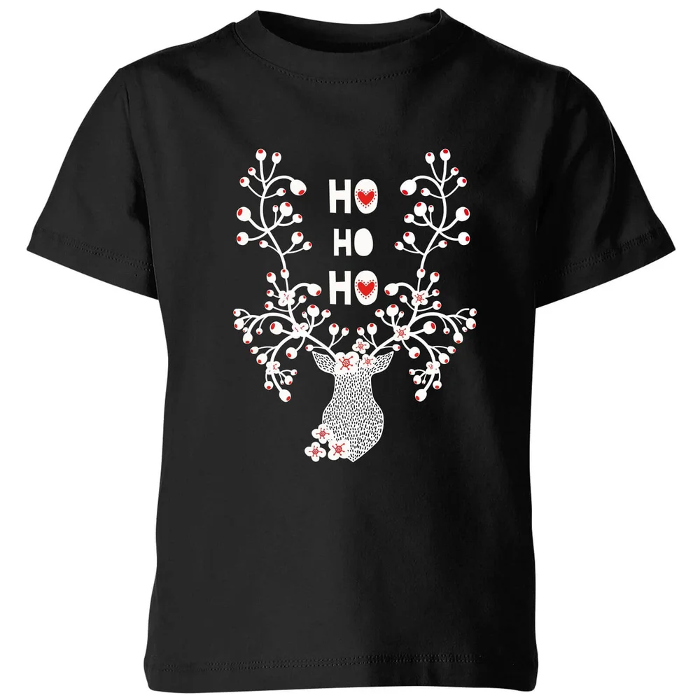 Ho Ho Ho Reindeer Kids' T-Shirt - Black - 3-4 Jahre - Schwarz Bild 1