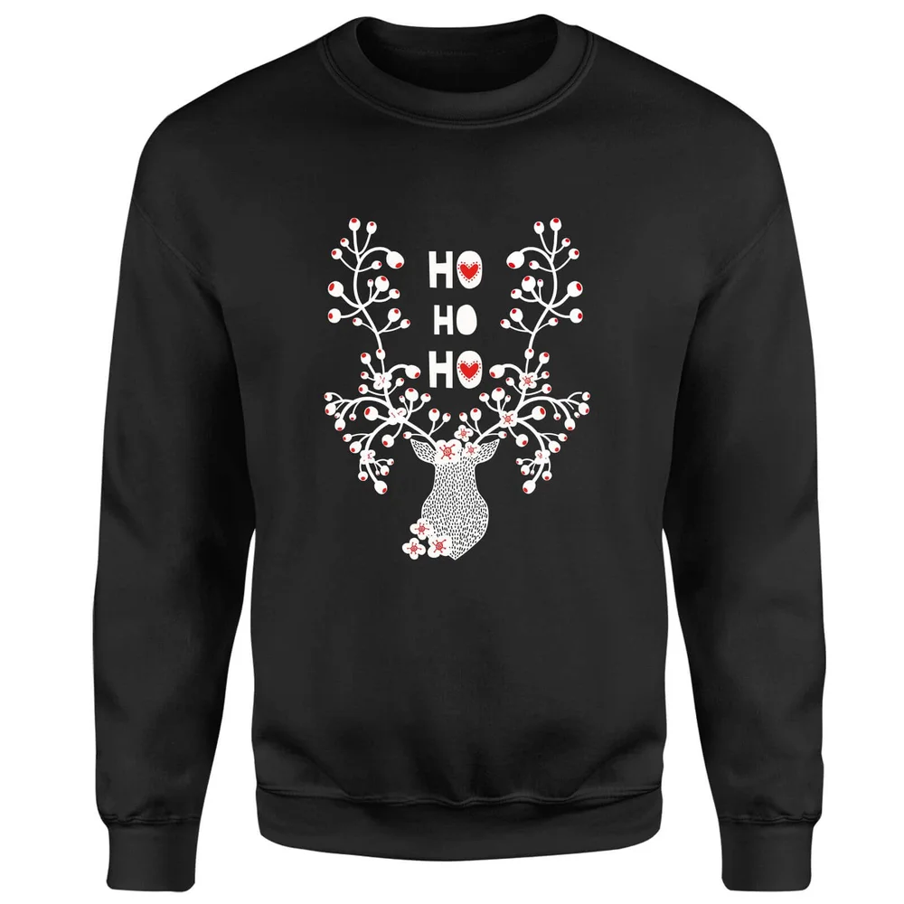 Ho Ho Ho Reindeer Sweatshirt - Black - S - Schwarz Bild 1
