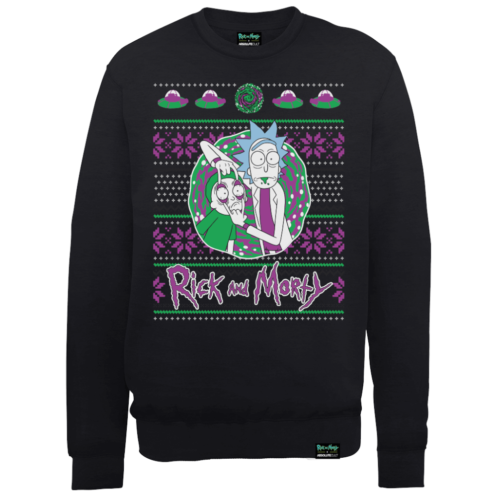 Rick And Morty Weihnachts-Portal Sweatshirt - Schwarz - S Bild 1