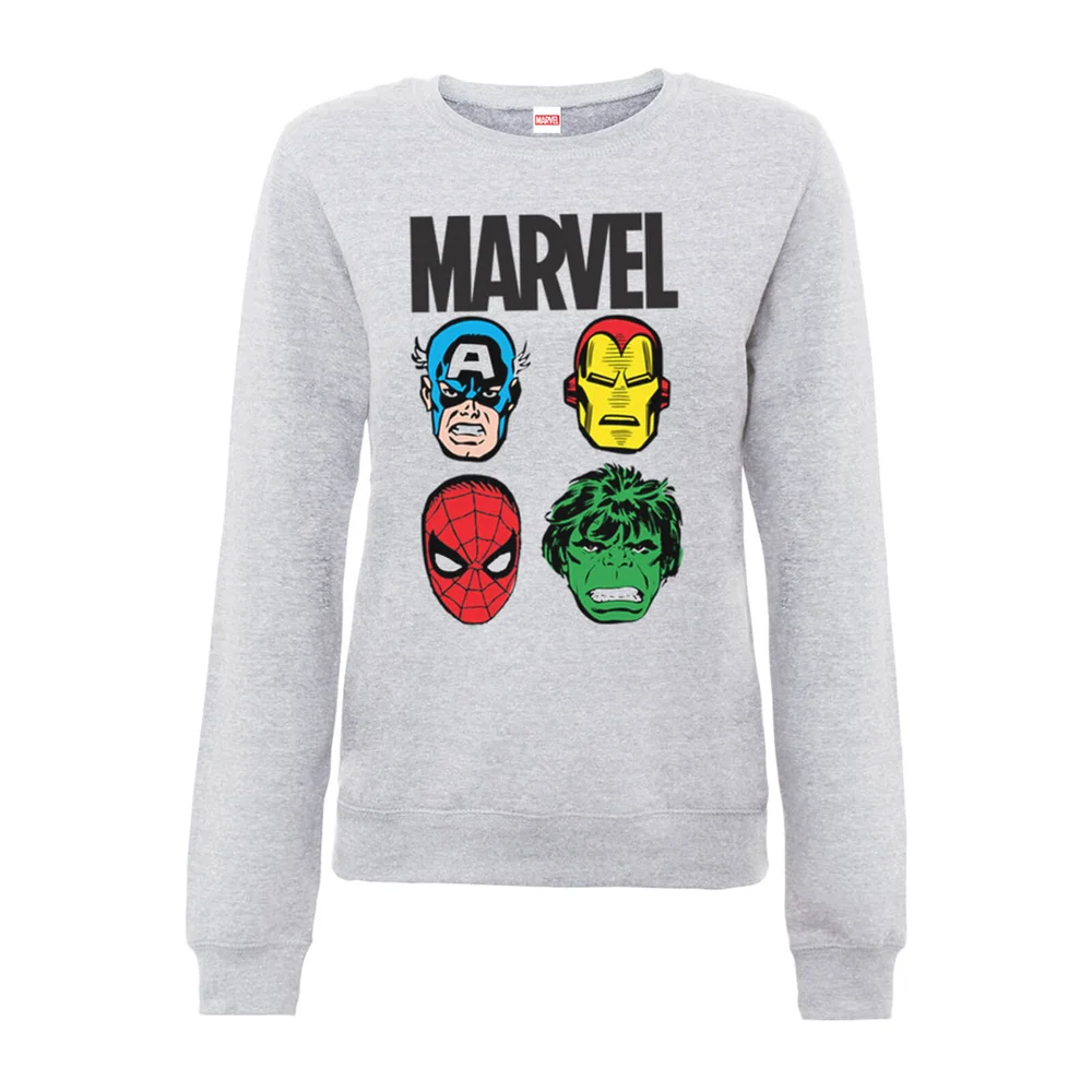 Marvel Comics Main Character Faces Frauen Sweatshirt - Grau - S - Grau Bild 1