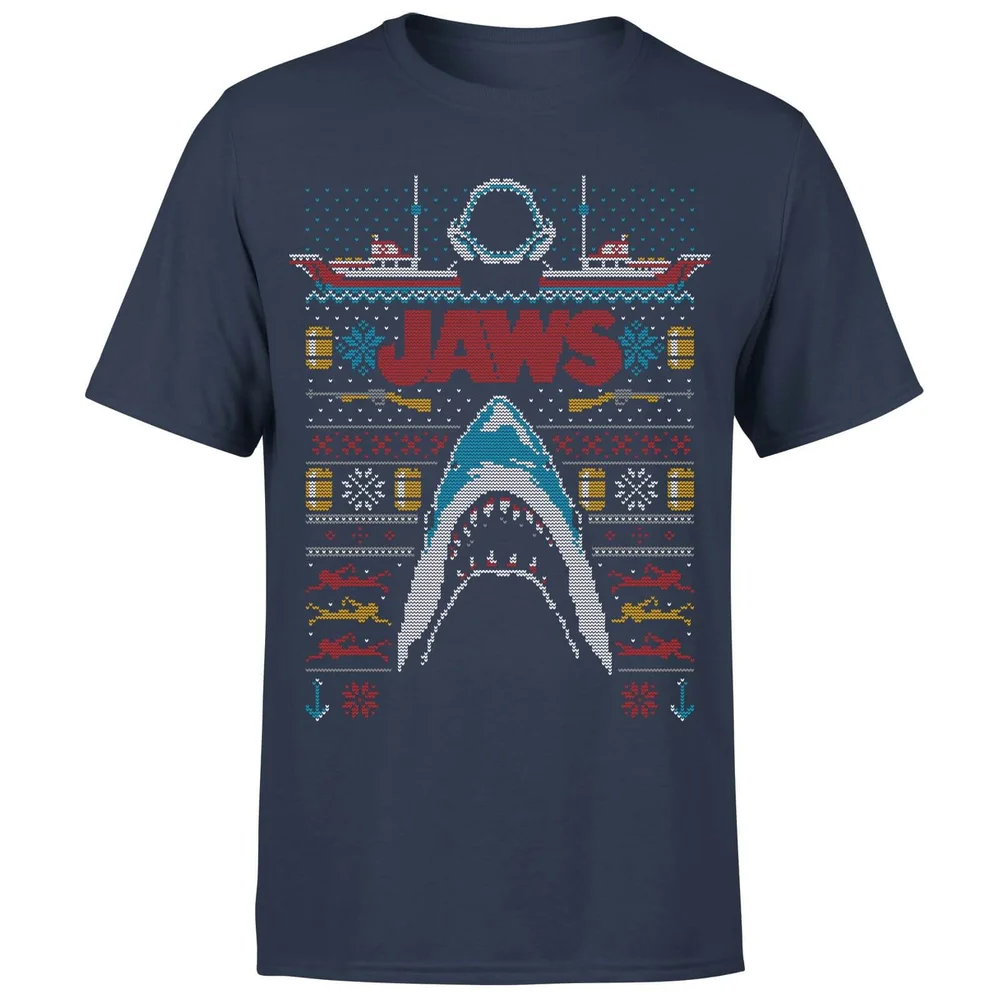 Jaws (Der weiße Hai) Männer Weihnachts T-Shirt - Navy - S Bild 1