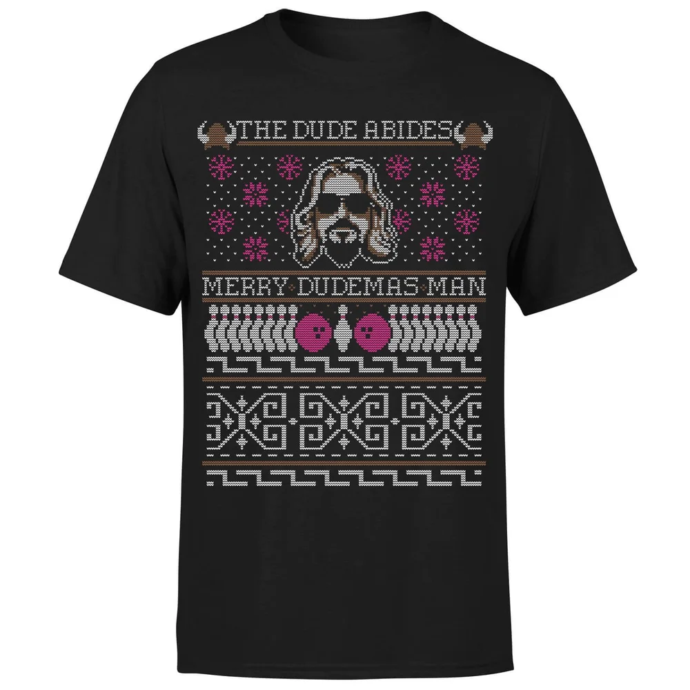 The Dude Abides 'Merry Dudemas Man' Männer Weihnachts T-Shirt - Schwarz - S Bild 1