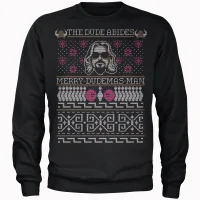 The Dude Abides Merry Dudemas Man Männer Weihnachtspullover – Schwarz