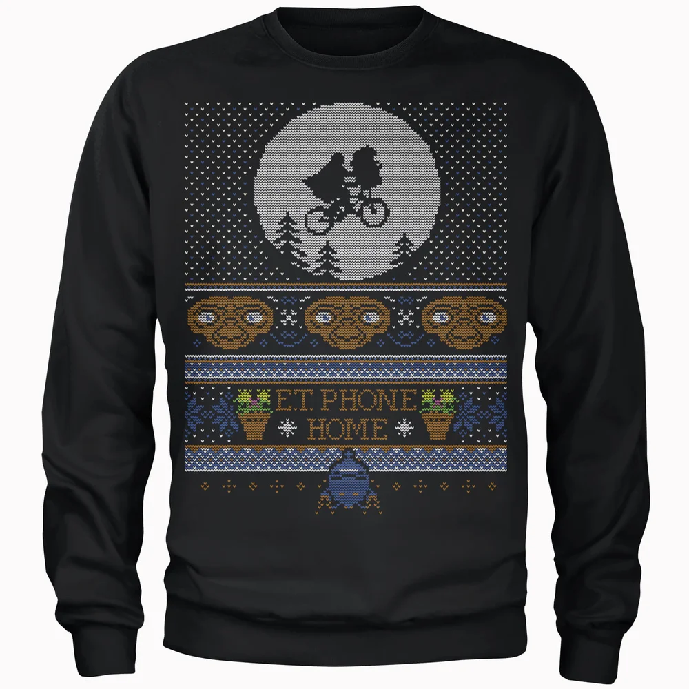 E.T. Phone Home Fairisle Männer Weihnachtspullover – Schwarz - S Bild 1