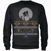 E.T. Phone Home Fairisle Männer Weihnachtspullover – Schwarz