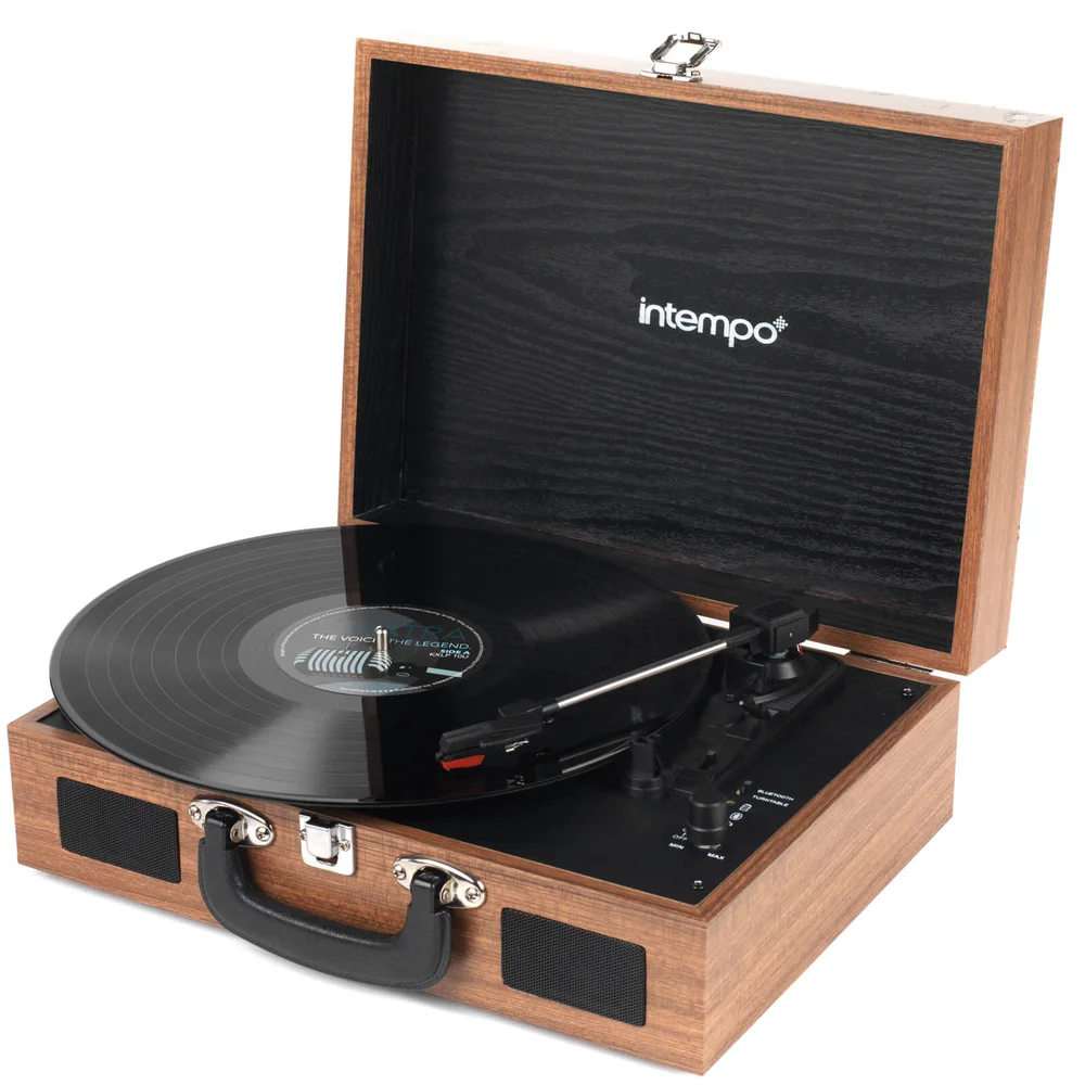 Intempo 3 Speed Bluetooth Turntable with Built-In Speakers - Brown Bild 1