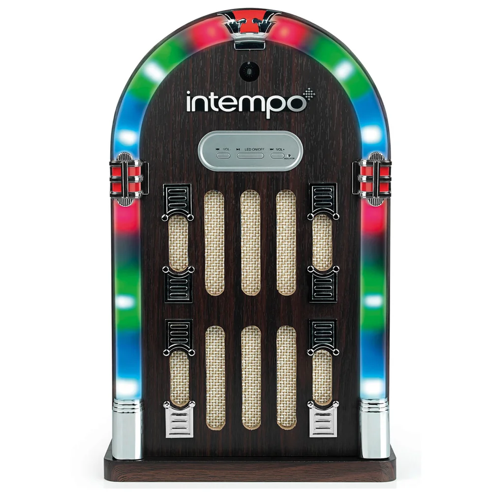 Intempo EE1269STK Mini Jukebox with Bluetooth and LED Lights - Brown Bild 1