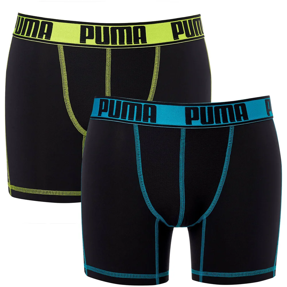 Puma Men's 2 Pack Active Boxers - Black/Blue/Lime - S - Schwarz Bild 1