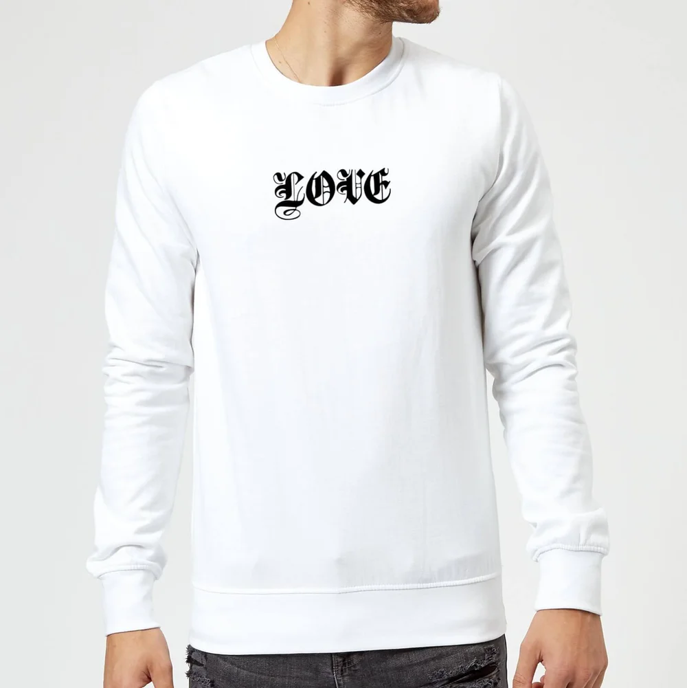 Love Gothic Text Pullover - Weiß - S - Weiß Bild 1