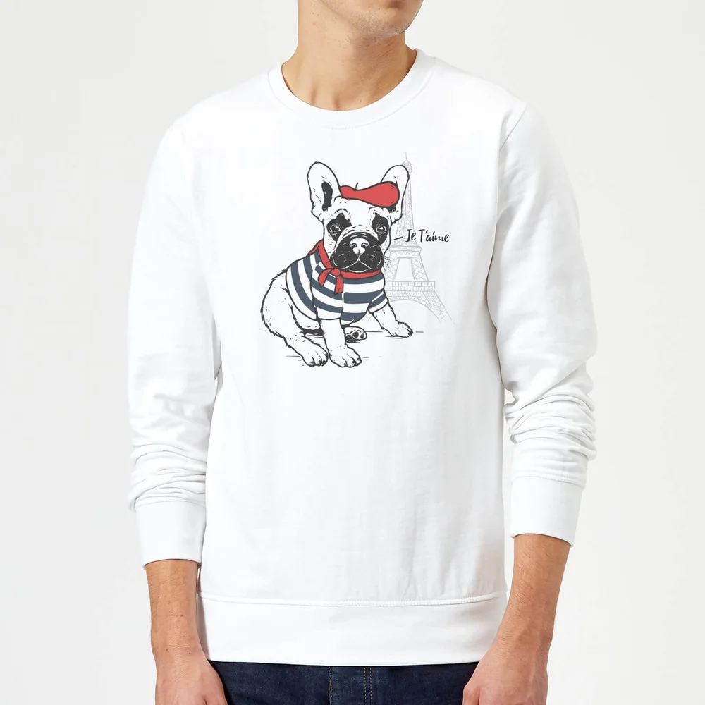 Je T'aime Frenchie Pullover - Weiß - S - Weiß Bild 1