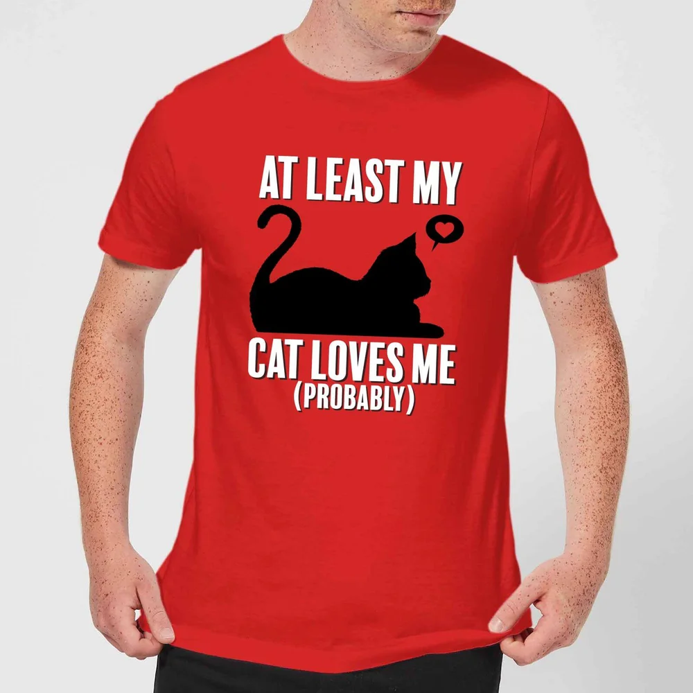 At Least My Cat Loves Me T-Shirt - Red - S - Rot Bild 1