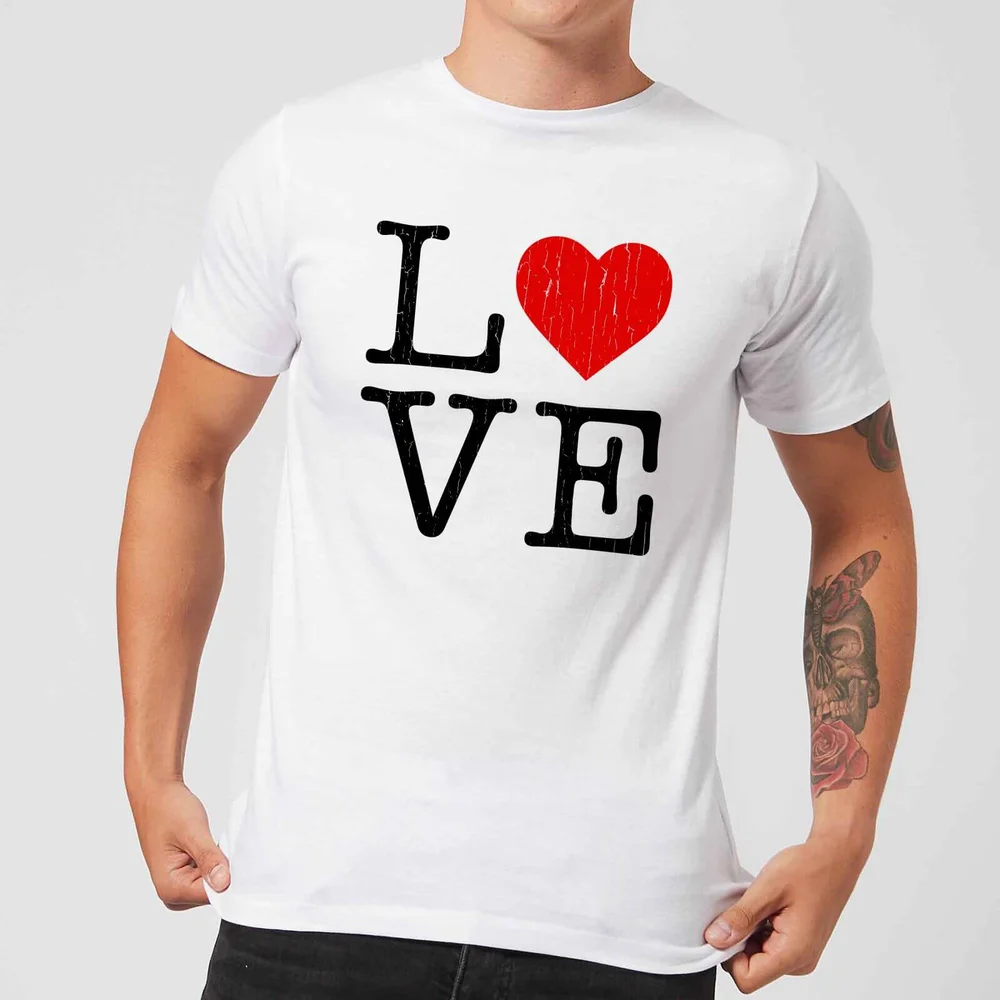 Love Heart Textured T-Shirt - White - S - Weiß Bild 1