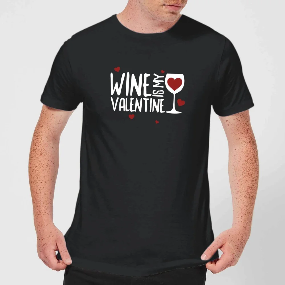 Wine Is My Valentine T-Shirt - Black - S - Schwarz Bild 1