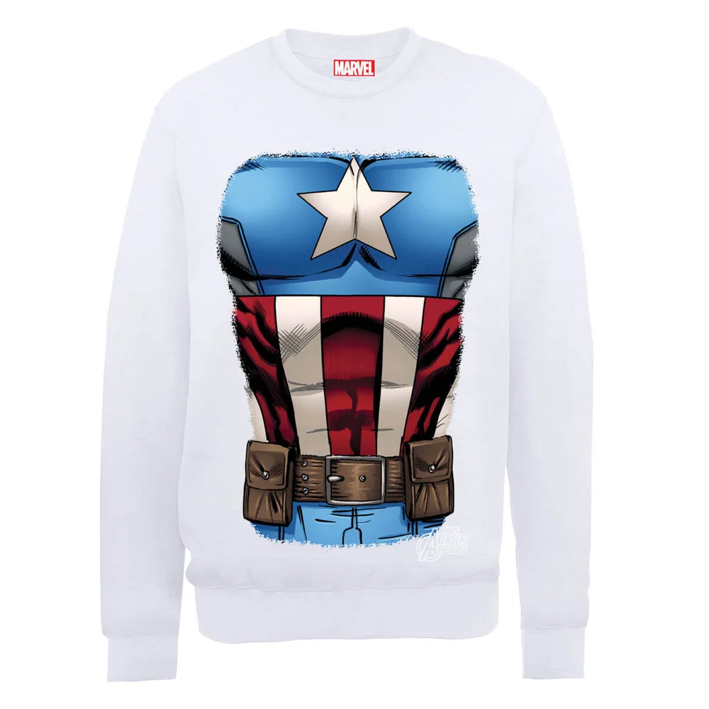 Marvel Avengers Assemble Captain America Chest Sweatshirt - White - S Bild 1