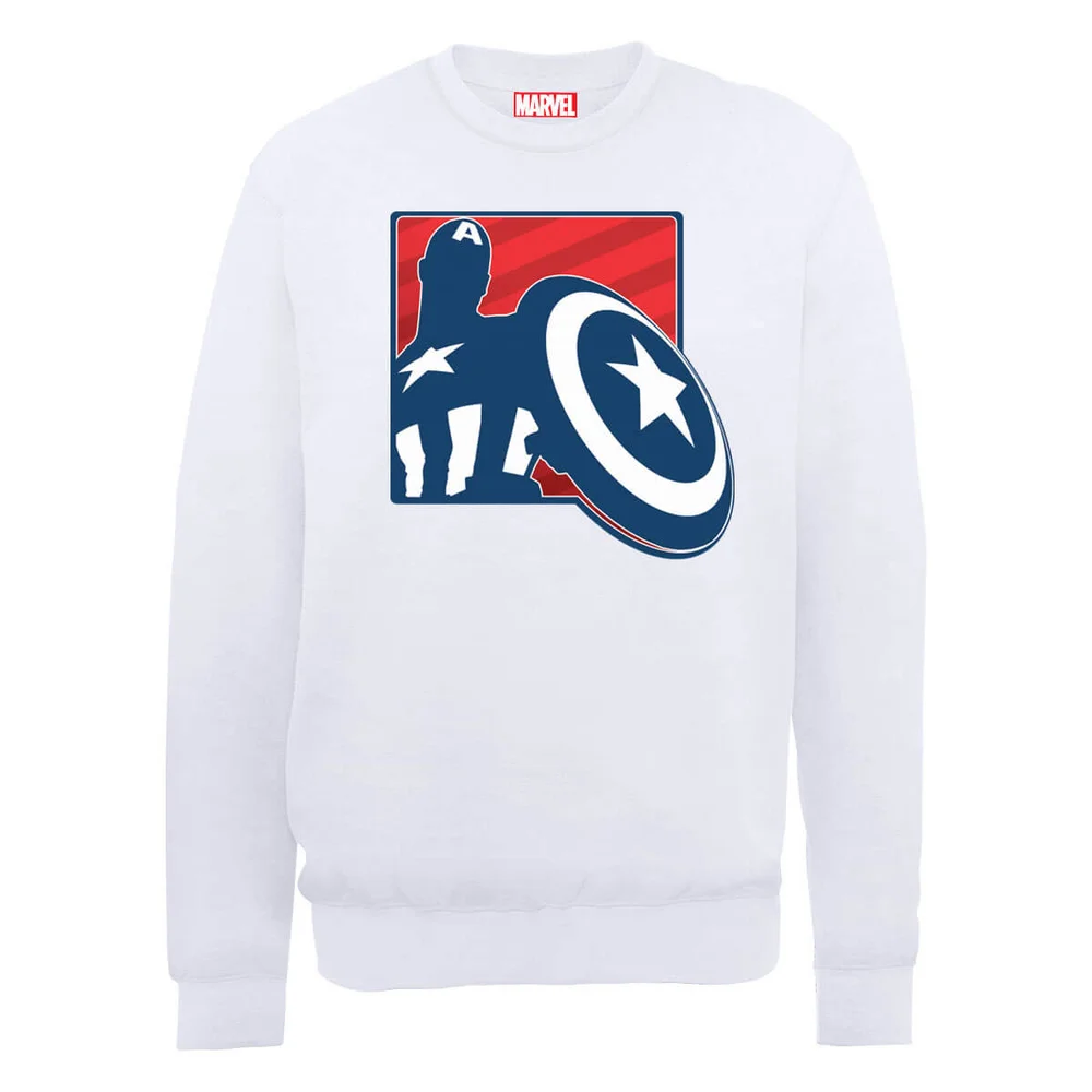 Marvel Avengers Assemble Captain America Badge Outline Sweatshirt - White - S Bild 1