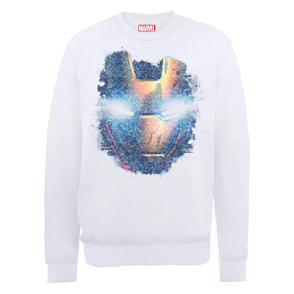 Marvel Avengers Assemble Iron Man Distressed Head Sweatshirt - White - S Bild 1