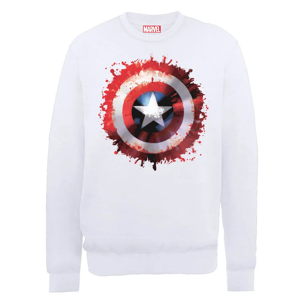 Marvel Avengers Assemble Captain America Art Shield Sweatshirt - White - S - Weiß Bild 1