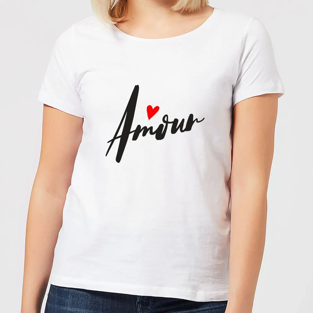 Amour Script Women's T-Shirt - White - S - Weiß Bild 1