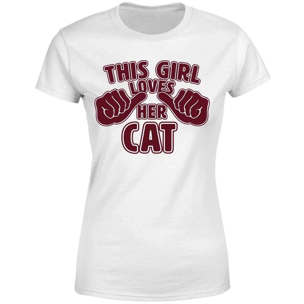This Girl Loves Her Cat Women's T-Shirt - White - S - Weiß Bild 1