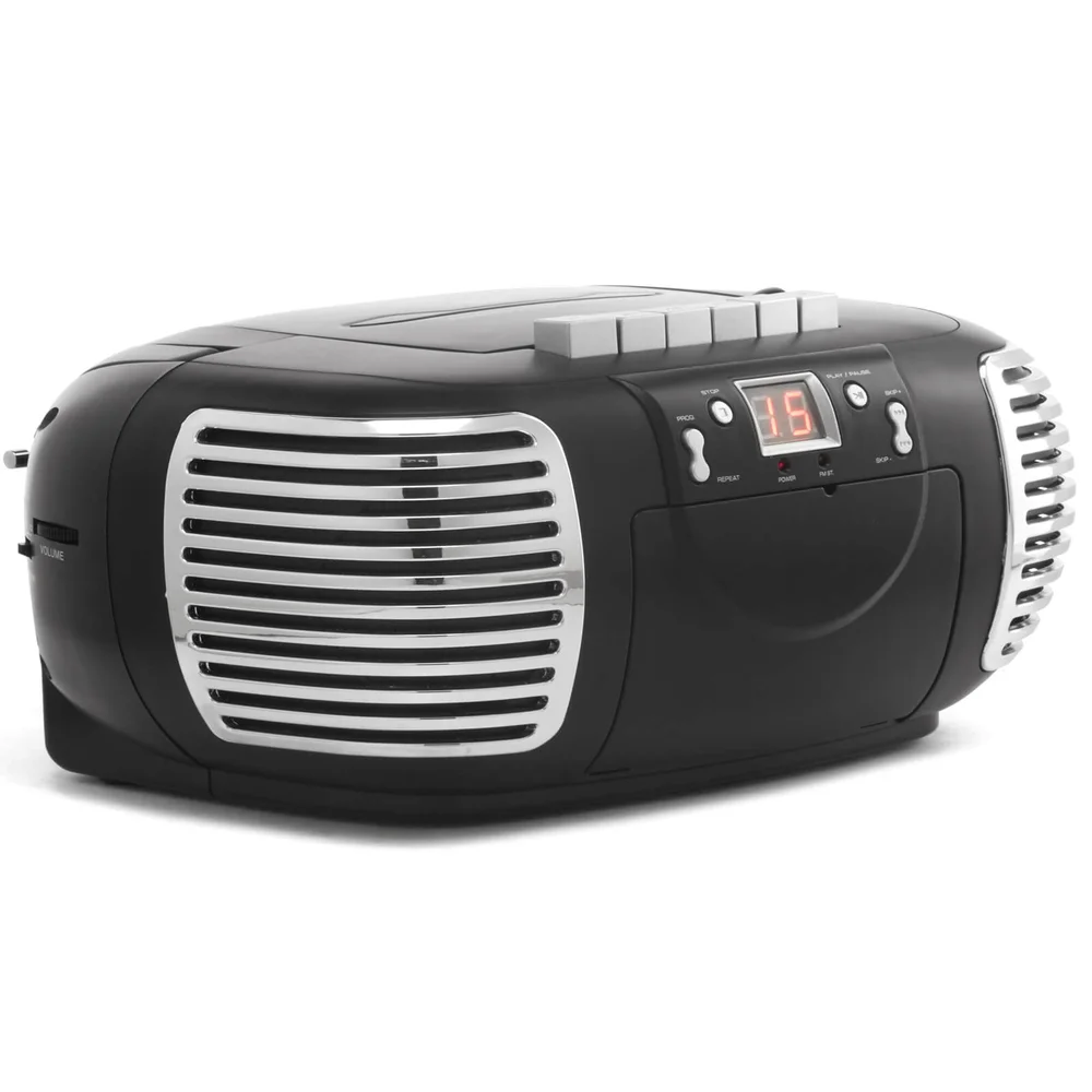 GPO Retro PCD299 3-in-1 Portable CD, Radio and Cassette Player - Black Bild 1