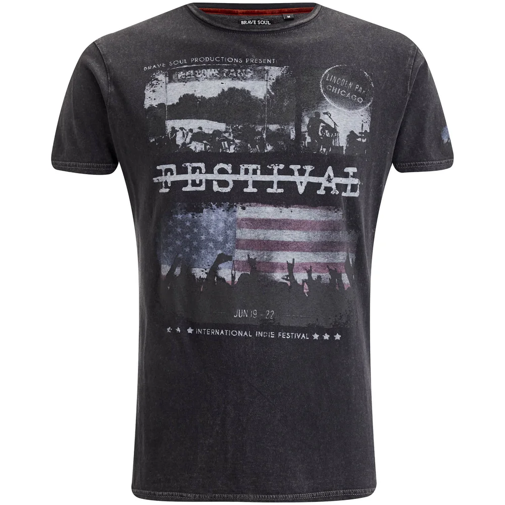 Brave Soul Men's Gig T-Shirt - Jet Black Wash - S - Schwarz Bild 1