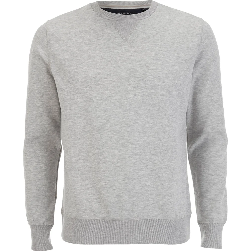 Brave Soul Men's Jones Sweatshirt - Light Grey Marl - S - Grau Bild 1