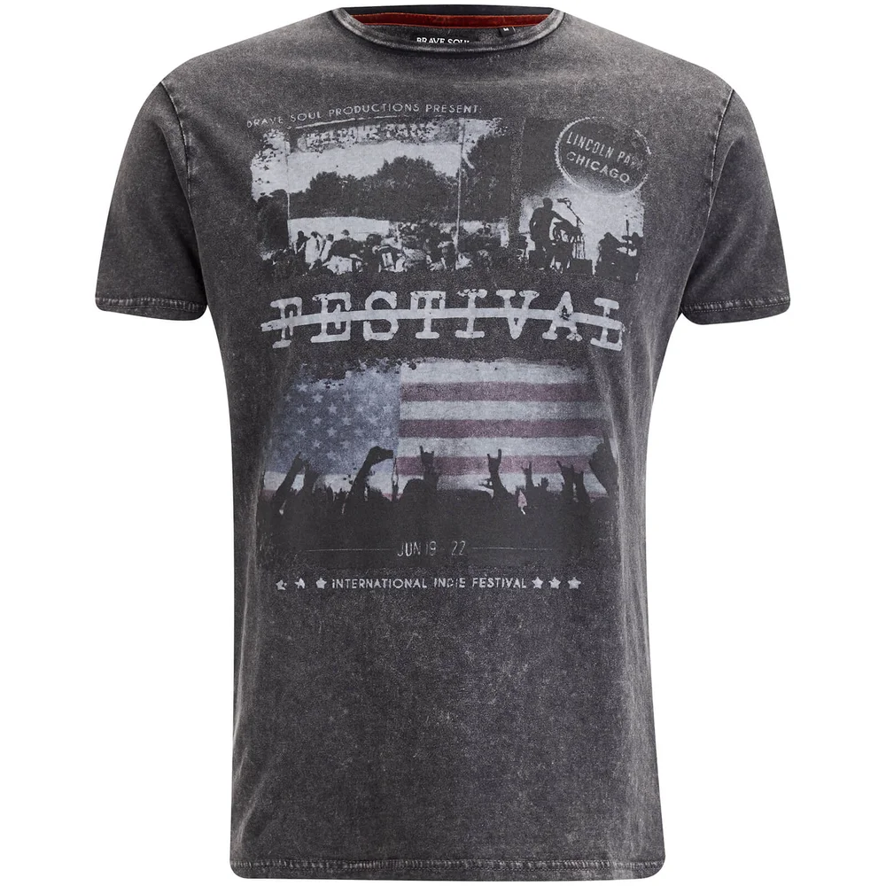 Brave Soul Men's Gig T-Shirt - Dark Charcoal Wash - S - Grau Bild 1