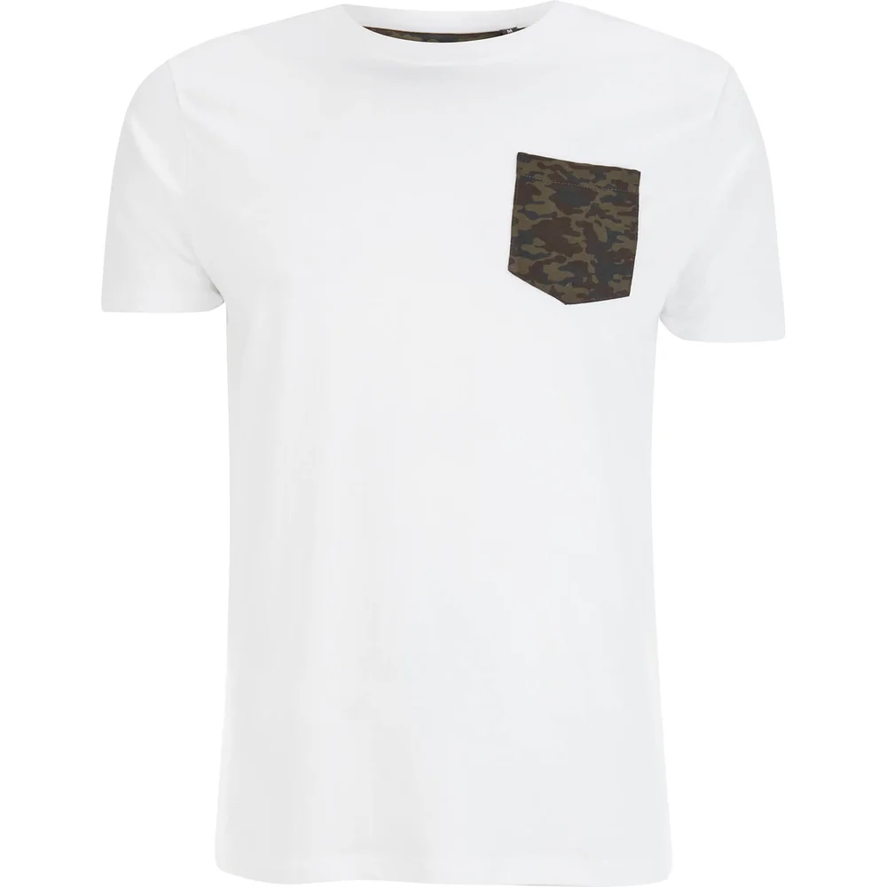 Brave Soul Men's Pulp Camo Pocket T-Shirt - White - S Bild 1