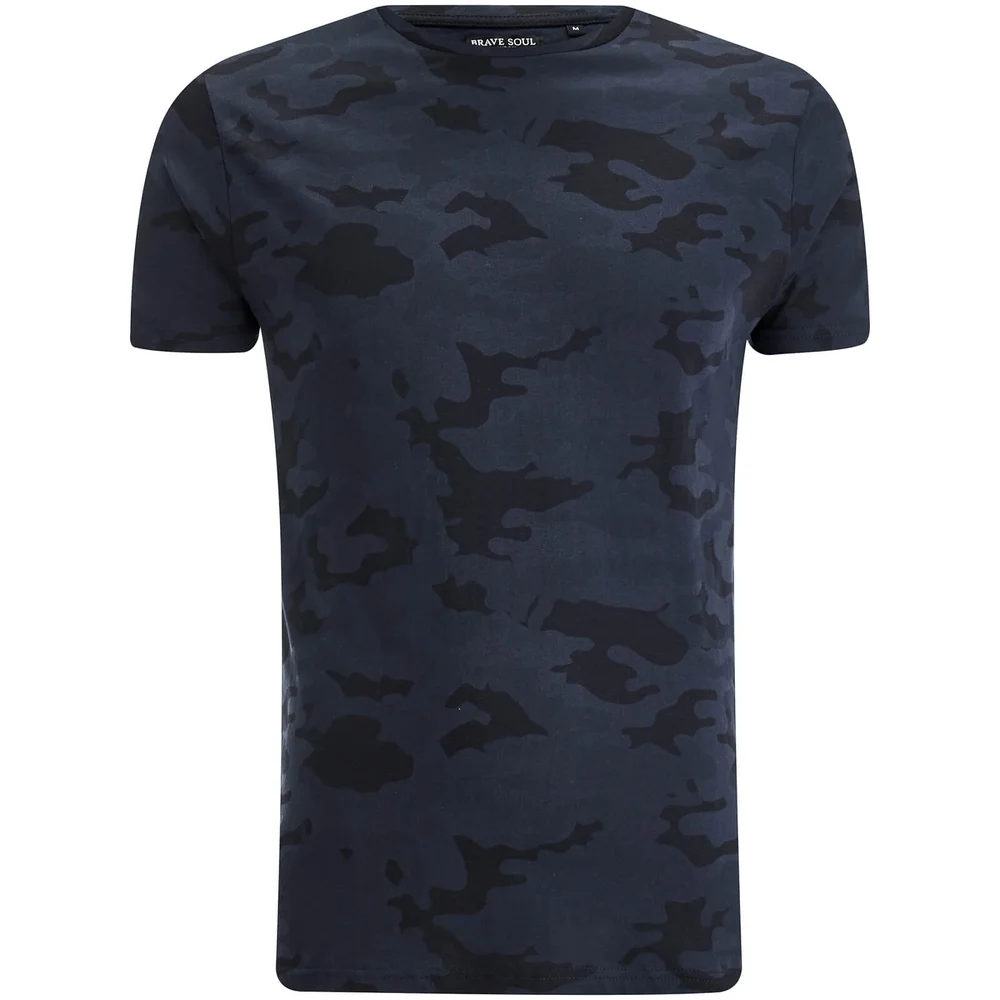 Brave Soul Men's Disguise Camo T-Shirt - Navy - S - Marineblau Bild 1
