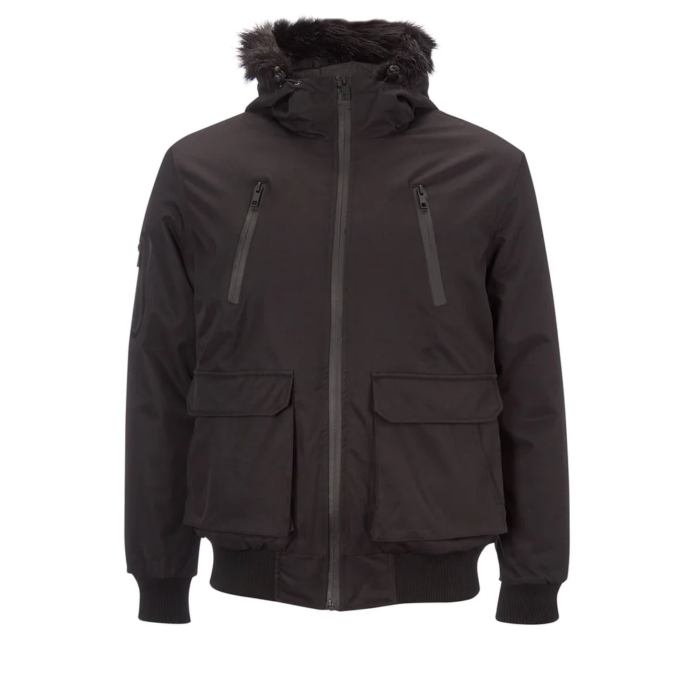 Brave Soul Men's Bradshaw Padded Bomber Jacket - Black - S - Schwarz Bild 1