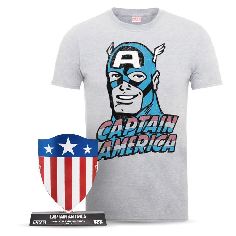 Marvel Captain America T-Shirt und Replica Schild - S Bild 1