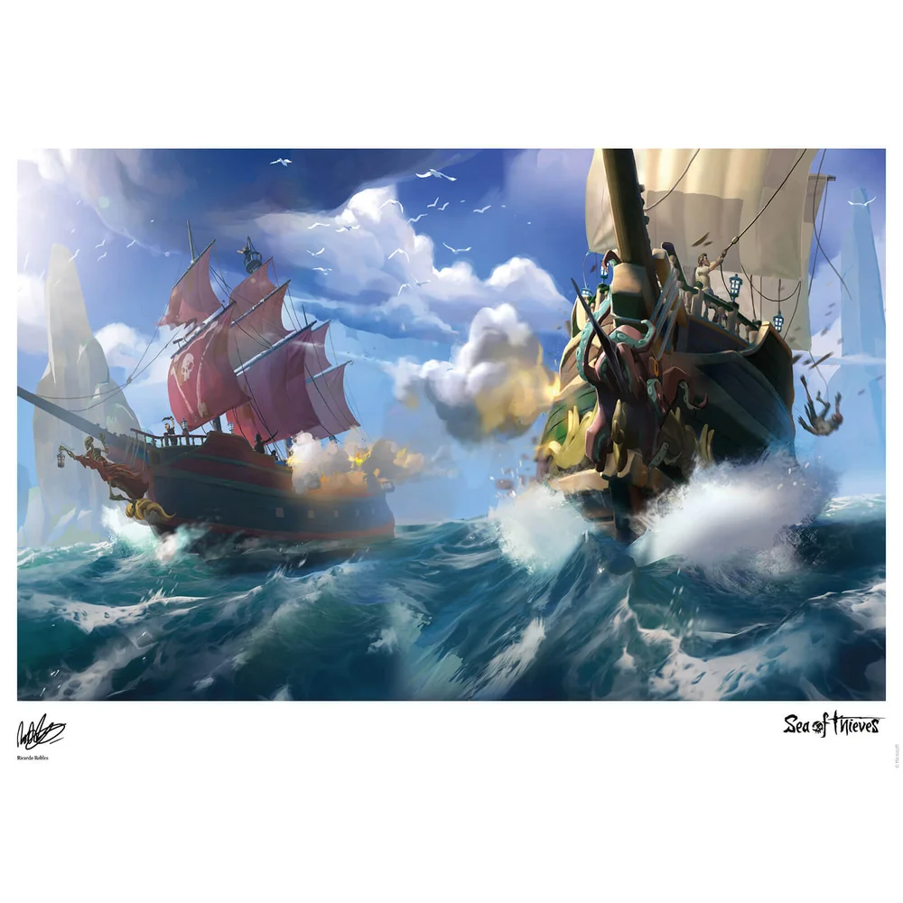 Sea Of Thieves - Breitseiten am Mittag Limited Edition Kunstdruck Maße 41.91 x 29.72cm Bild 1