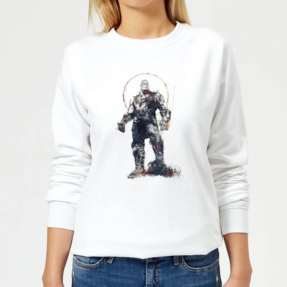 Marvel Avengers Infinity War Thanos Sketch Damen Pullover - Weiß - S Bild 1