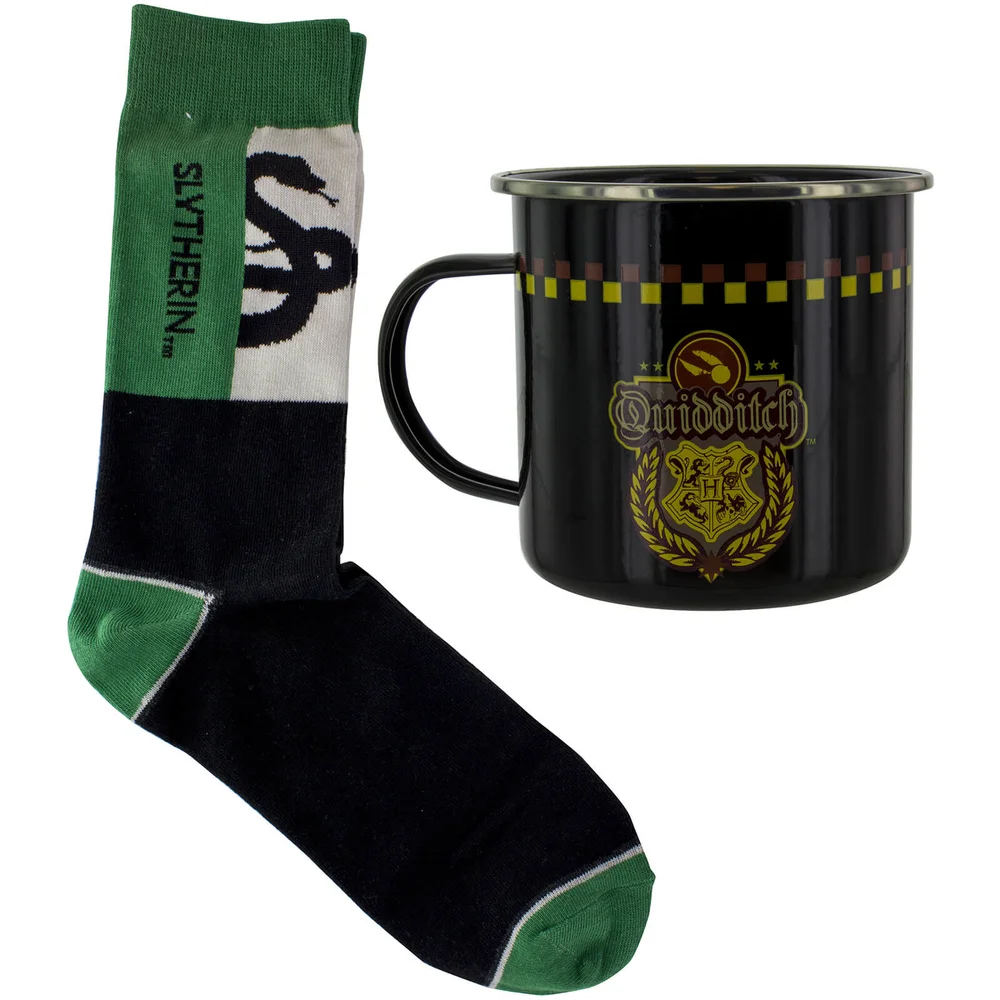 Harry Potter Slytherin Quidditch Set mit Tasse und Socken Bild 1