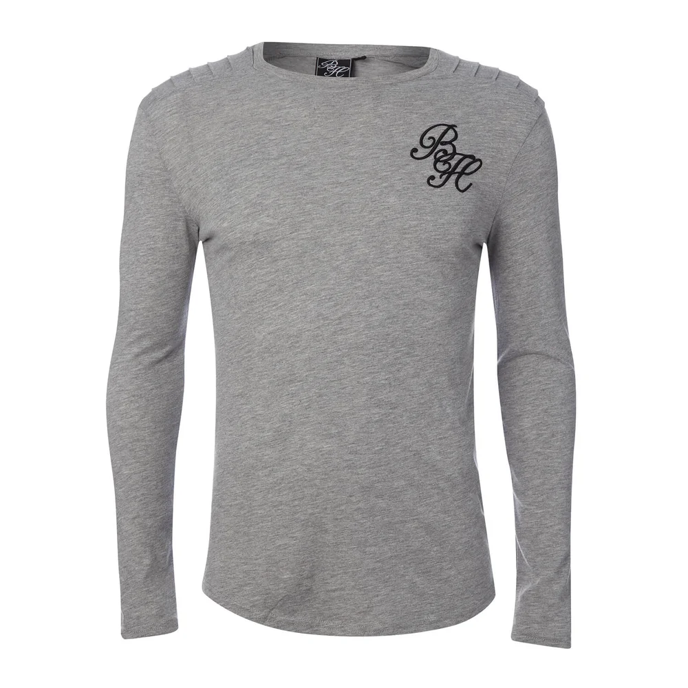 Beck & Hersey Men's Rib Panel Fleck Long Sleeve T-Shirt - Light Grey Marl - S - Grau Bild 1
