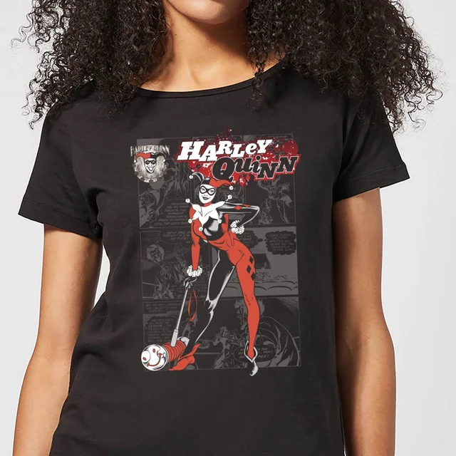 Batman Harley Quinn Comic Page Damen T-Shirt - Schwarz