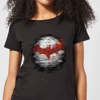 Batman Logo Wall Damen T-Shirt - Schwarz
