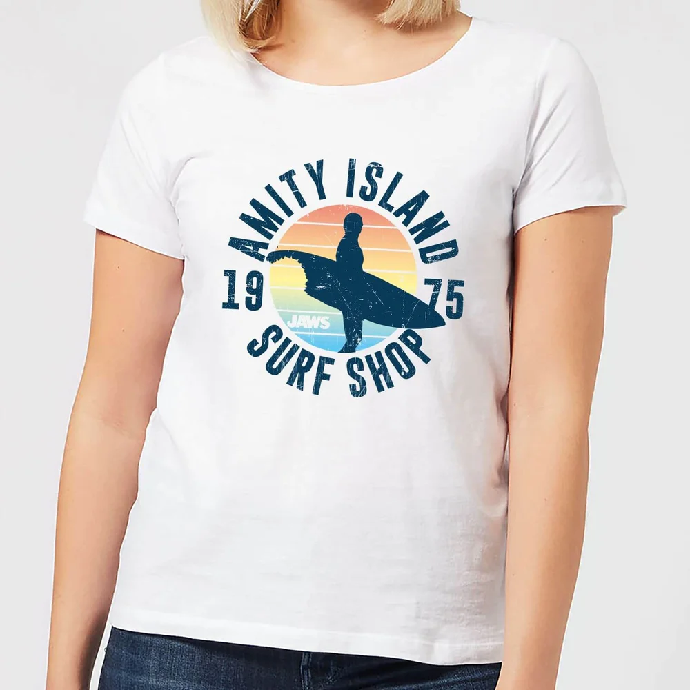 Der Weiße Hai Amity Surf Shop Damen T-Shirt - Weiß - XXL Bild 1