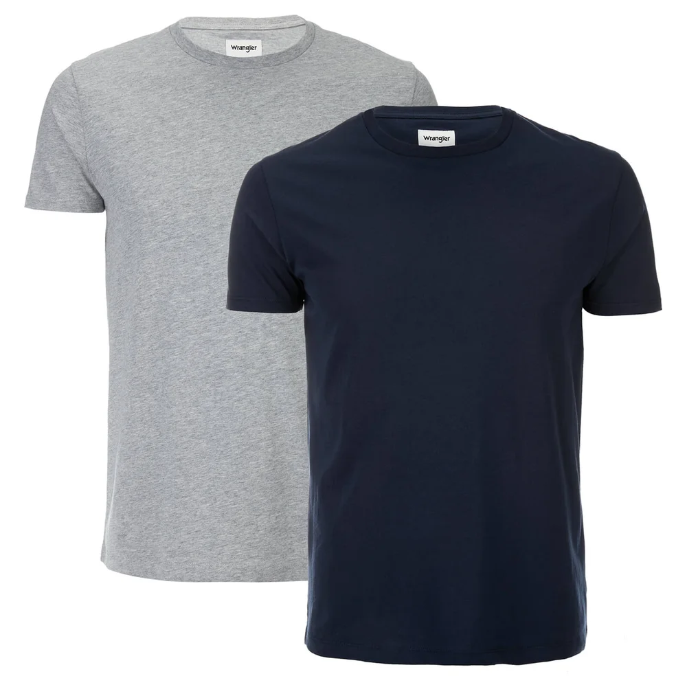 Wrangler Men's 2 Pack T-Shirt - Mid Grey Melange - S - Grau Bild 1