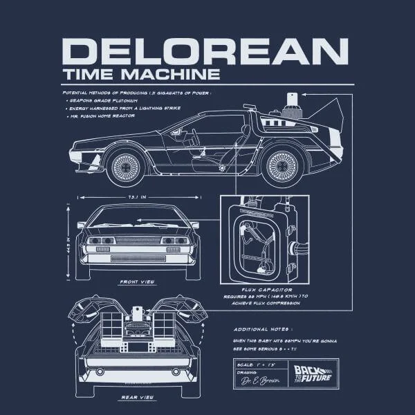 Zurück In Die Zukunft Delorean Schematic Damen T-Shirt - Blau