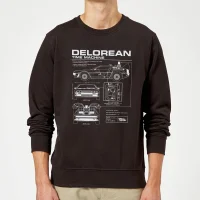 Zurück In Die Zukunft Delorean Schematic Pullover - Schwarz