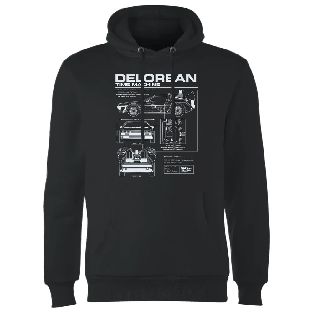 Zurück In Die Zukunft Delorean Schematic Kapuzenpullover - Schwarz - S Bild 1