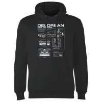 Zurück In Die Zukunft Delorean Schematic Kapuzenpullover - Schwarz