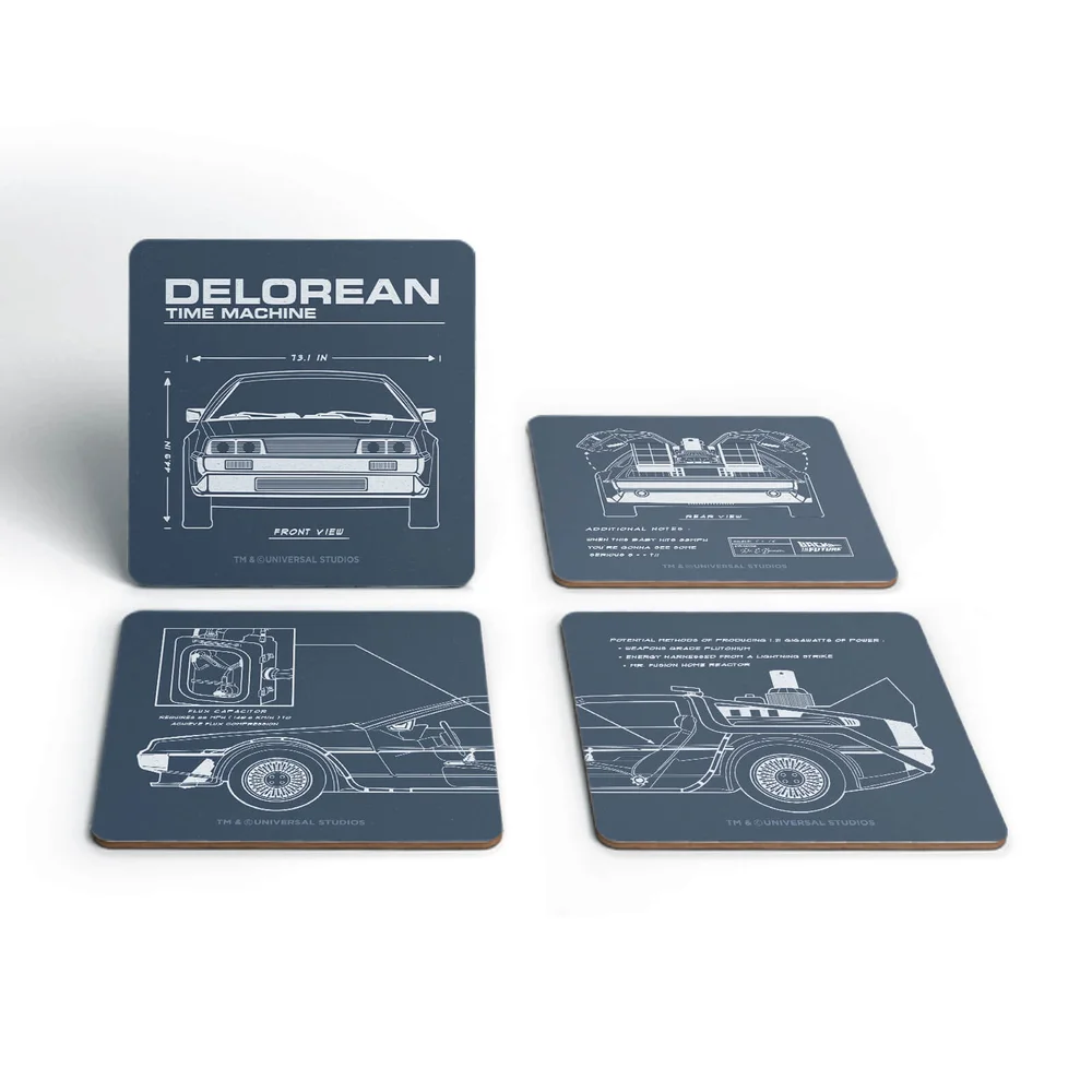 Back To The Future Delorean Schematic Coaster Set Bild 1