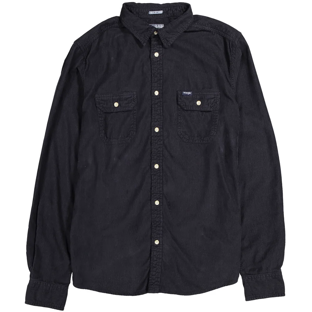 Wrangler Men's 2 Pocket Micro Cord Shirt - Dark Navy - S - Blau Bild 1