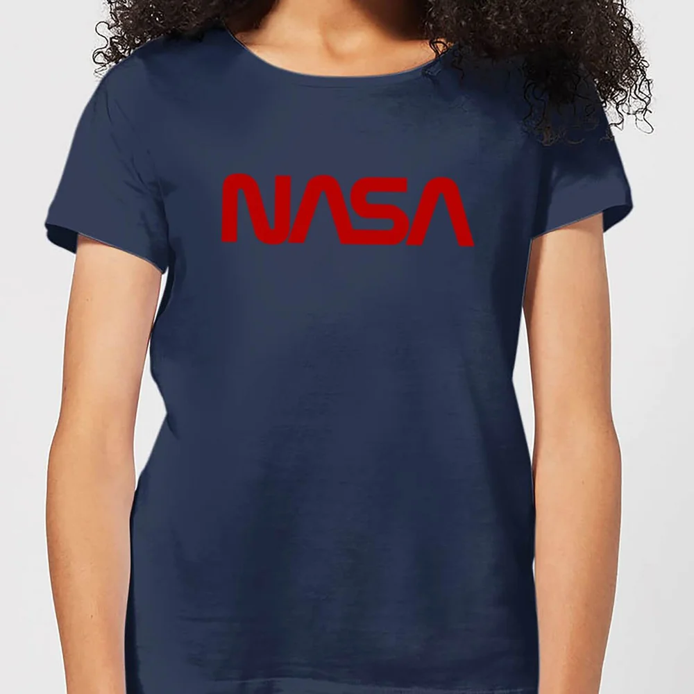 NASA Worm Rot Logotype Damen T-Shirt - Navy Blau - S Bild 1