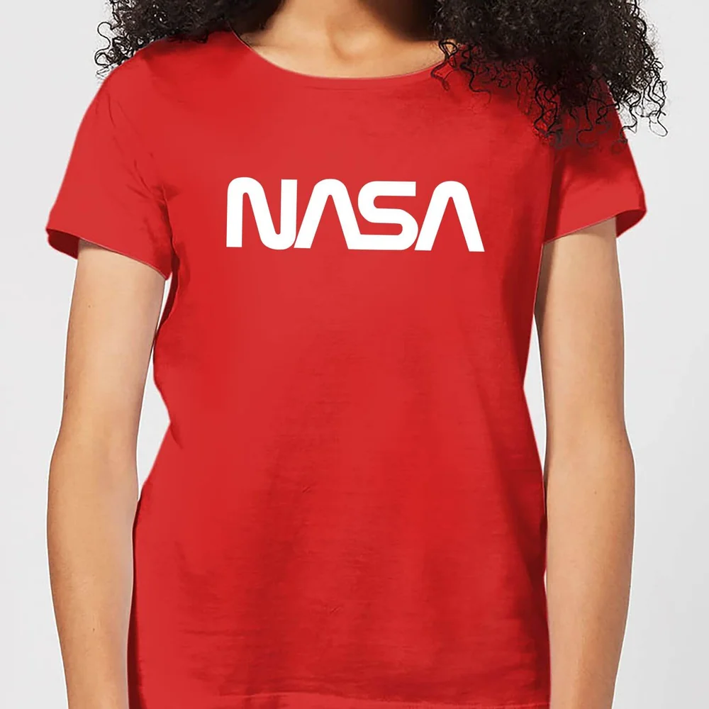 NASA Worm Weiß Logotype Damen T-Shirt - Rot - L Bild 1