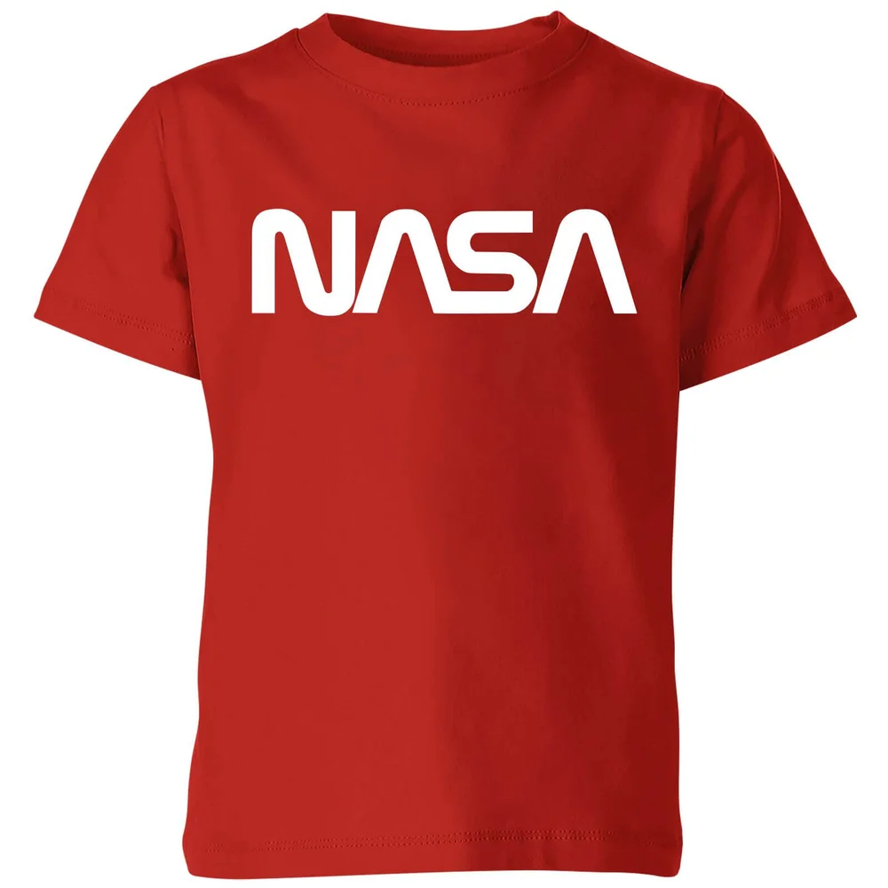 NASA Worm Weiß Logotype Kinder T-Shirt - Rot - 3-4 Jahre Bild 1