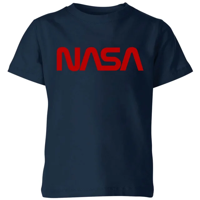 NASA Worm Rot Logotype Kinder T-Shirt - Navy Blau