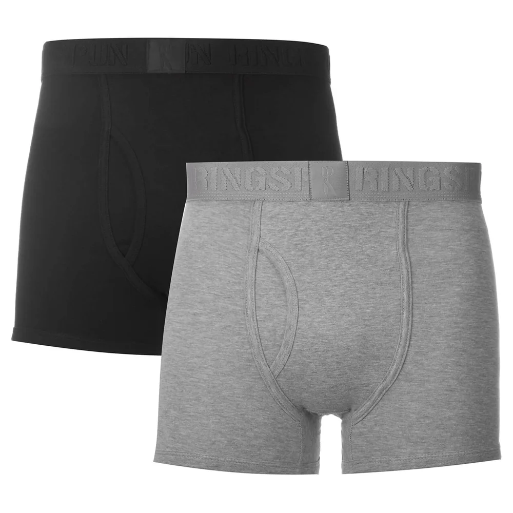Ringspun Men's 2 Pack Boxers - Black/Grey - S - Schwarz/Grau Bild 1